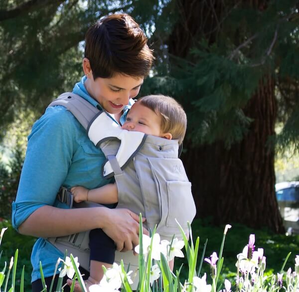 Mother with baby in an Onya Baby carrier