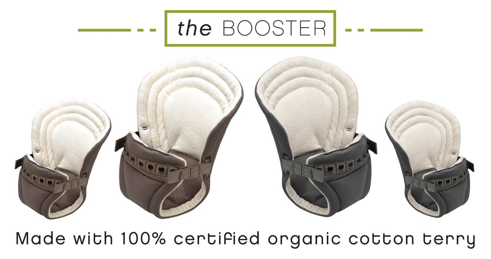 Product display showing all color variations of the Baby Booster Infant Insert by Onya Baby