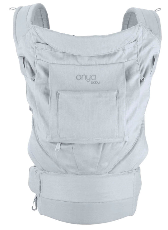 Front View of Pearl Colored Cruiser Baby Carrier by Onya Baby