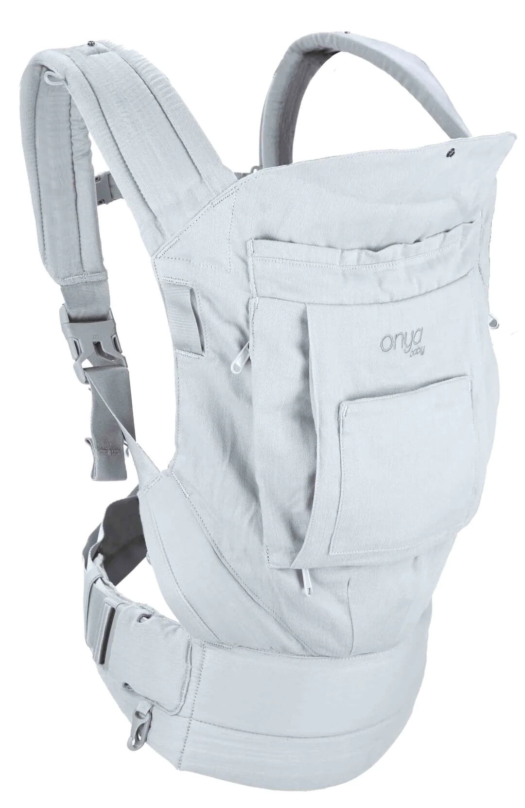 Side View of Pearl Colored Cruiser Baby Carrier by Onya Baby