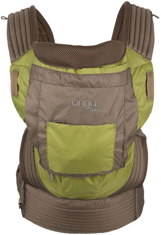 Front View of Green Colored Outback Baby Carrier by Onya Baby