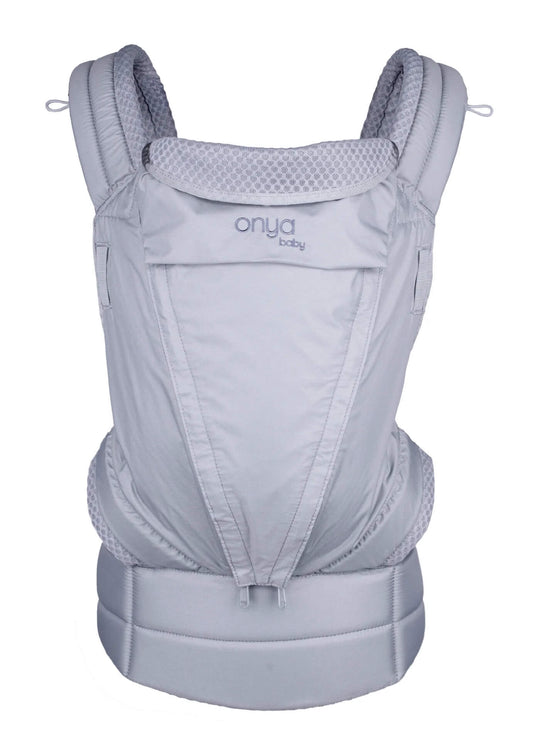 Front View of Granite Colored Pure Baby Carrier by Onya Baby