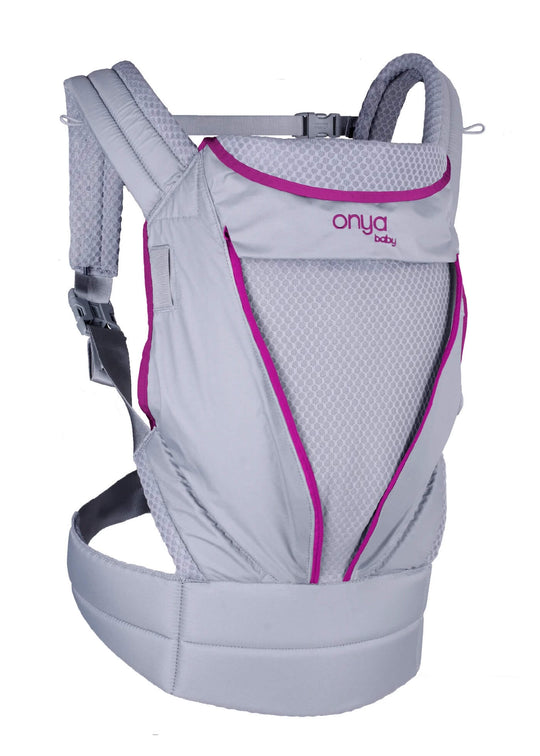Unzipped Side View of Orchid Colored Pure Baby Carrier by Onya Baby
